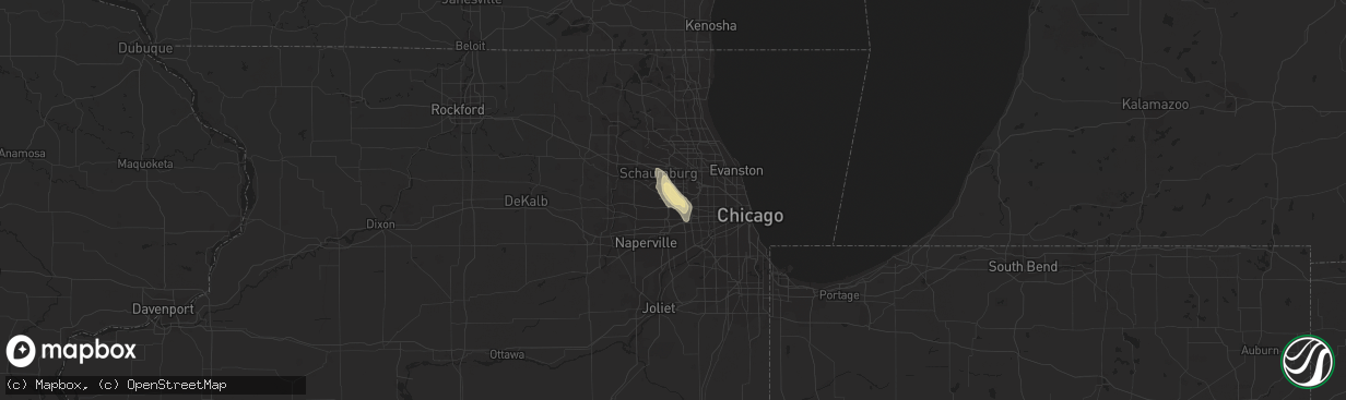 Hail map in Addison, IL on August 13, 2019