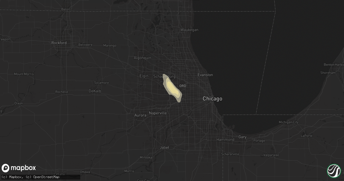 Hail map in Addison, IL on August 13, 2019