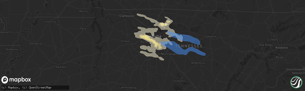 Hail map in Brentwood, TN on August 13, 2019