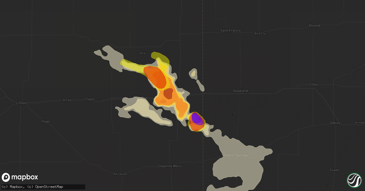 Hail map in Burlington, CO on August 13, 2019