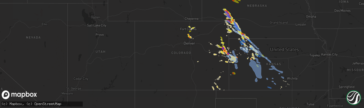 Hail map in Colorado on August 13, 2019