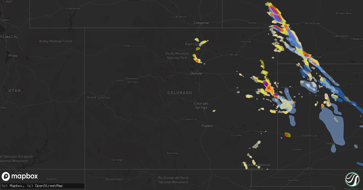 Hail map in Colorado on August 13, 2019
