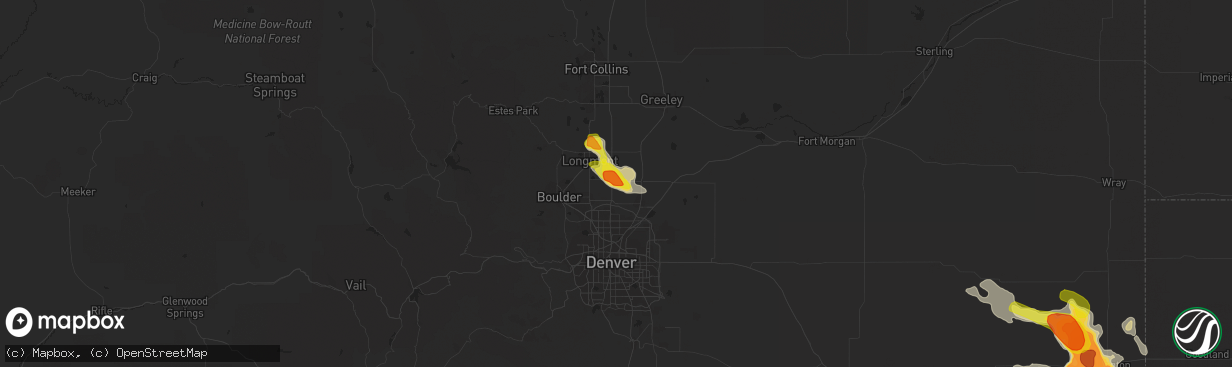 Hail map in Dacono, CO on August 13, 2019