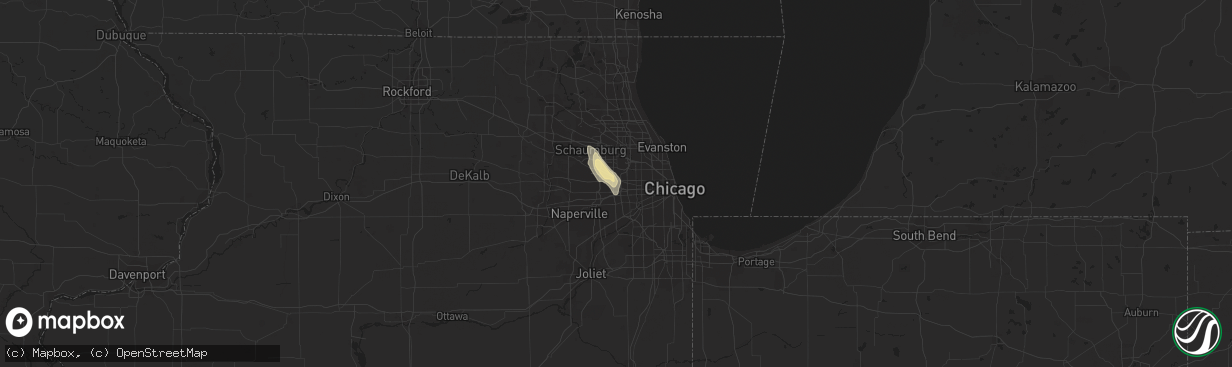 Hail map in Elmhurst, IL on August 13, 2019