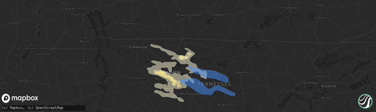 Hail map in Gallatin, TN on August 13, 2019