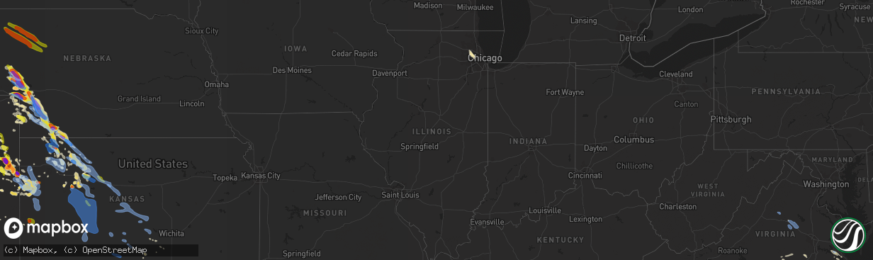 Hail map in Illinois on August 13, 2019