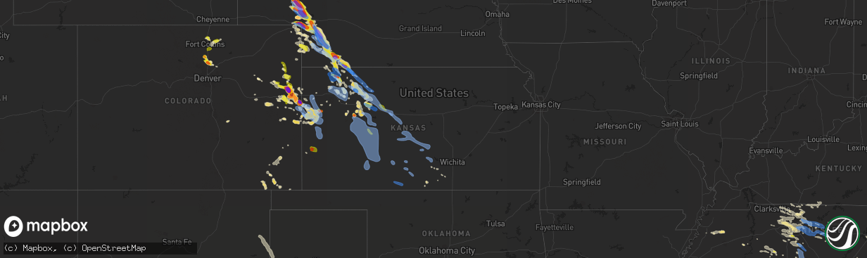 Hail map in Kansas on August 13, 2019