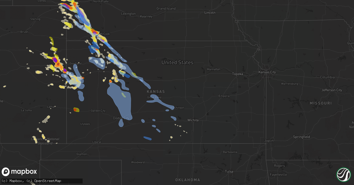 Hail map in Kansas on August 13, 2019