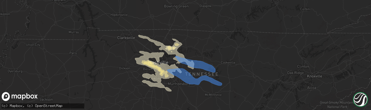 Hail map in Lebanon, TN on August 13, 2019