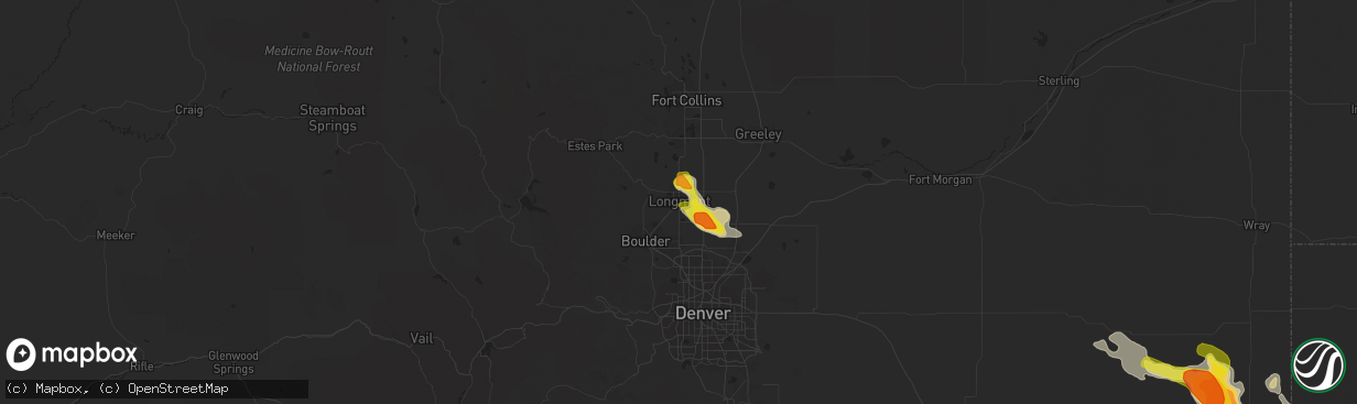 Hail map in Longmont, CO on August 13, 2019