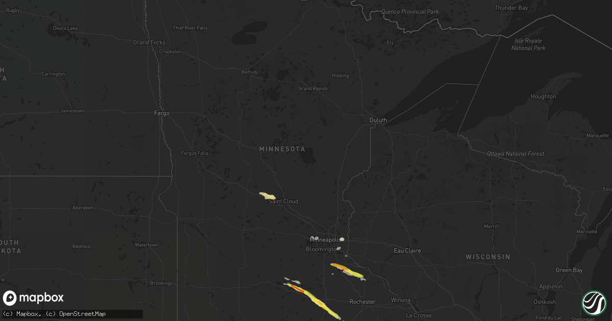 Hail map in Minnesota on August 13, 2019