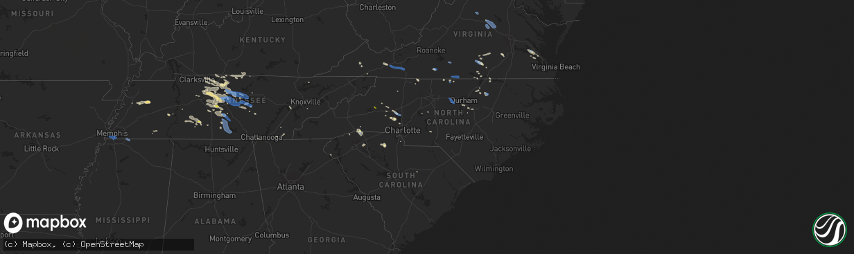 Hail map in North Carolina on August 13, 2019