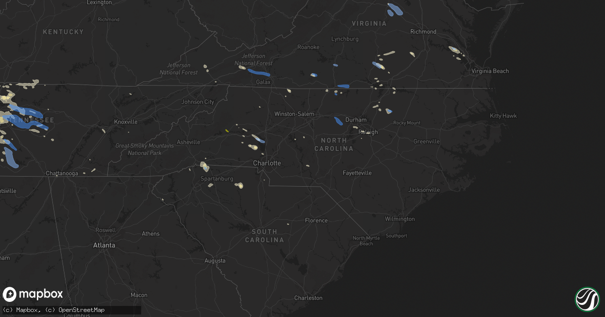 Hail map in North Carolina on August 13, 2019