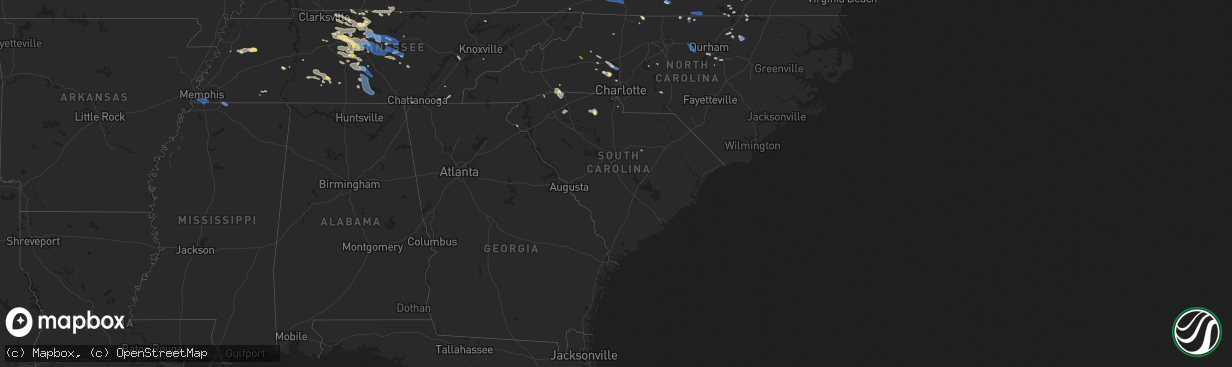 Hail map in South Carolina on August 13, 2019