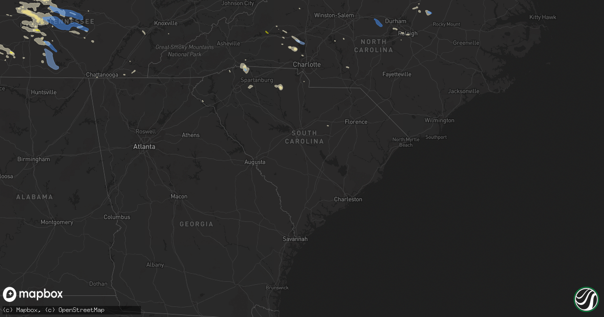 Hail map in South Carolina on August 13, 2019