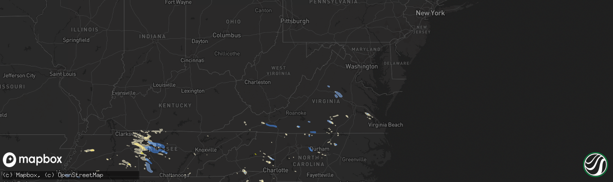 Hail map in Virginia on August 13, 2019