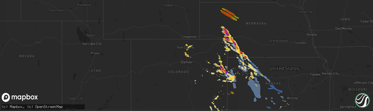 Hail map on August 13, 2019