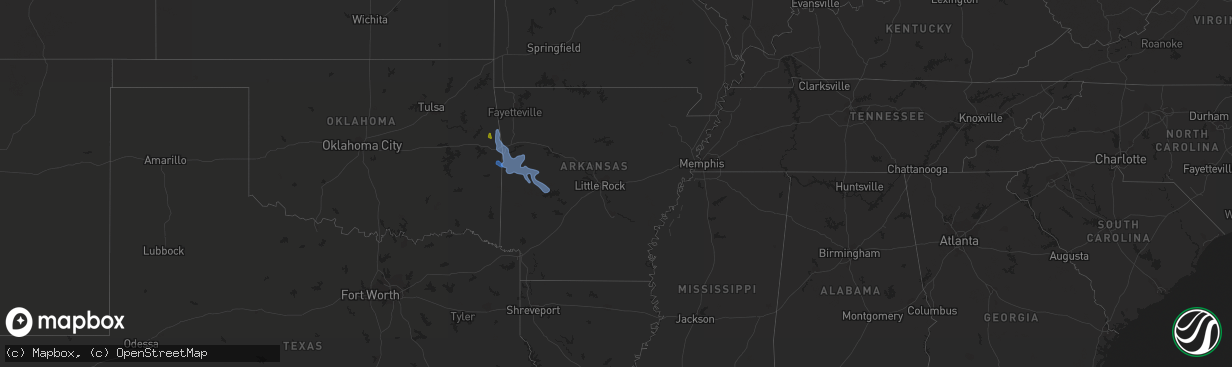 Hail map in Arkansas on August 13, 2020