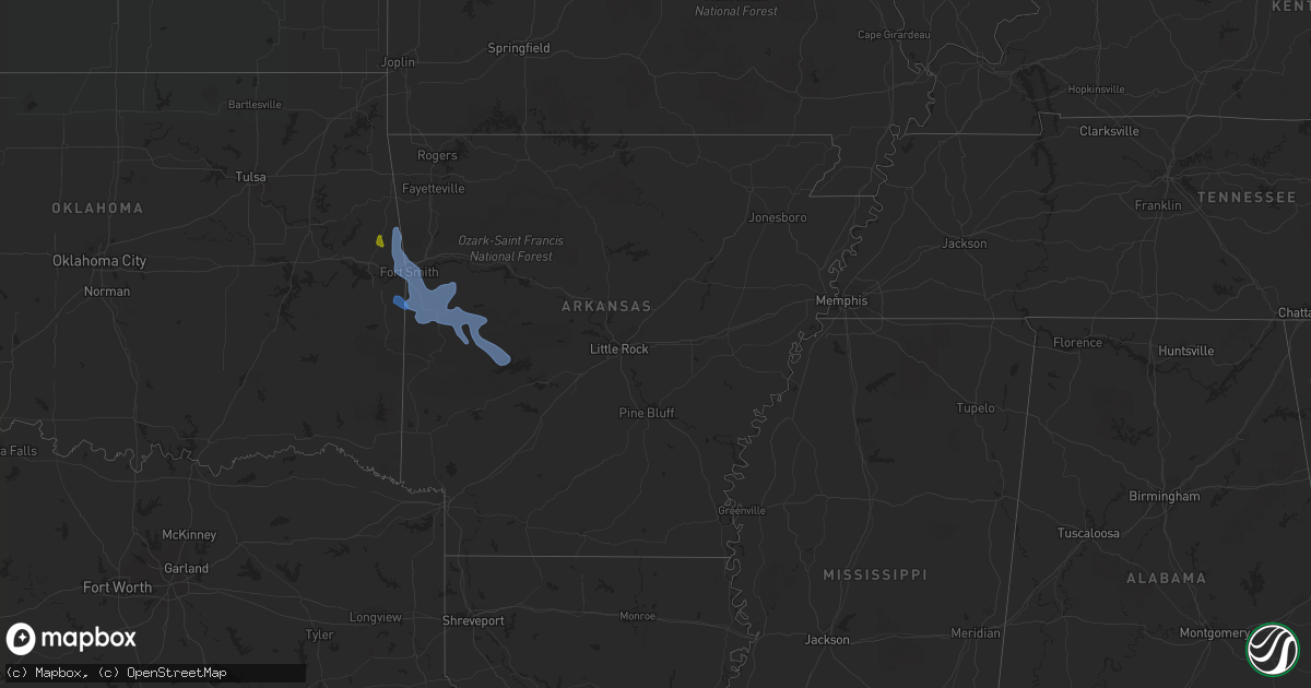 Hail map in Arkansas on August 13, 2020