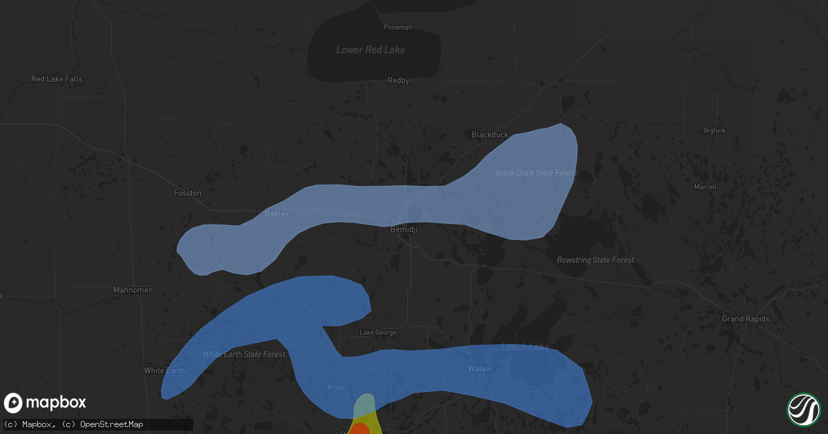 Hail map in Bemidji, MN on August 13, 2020