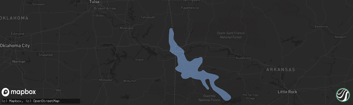 Hail map in Fort Smith, AR on August 13, 2020