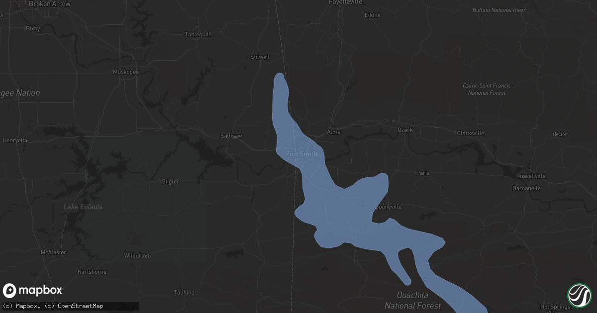 Hail map in Fort Smith, AR on August 13, 2020