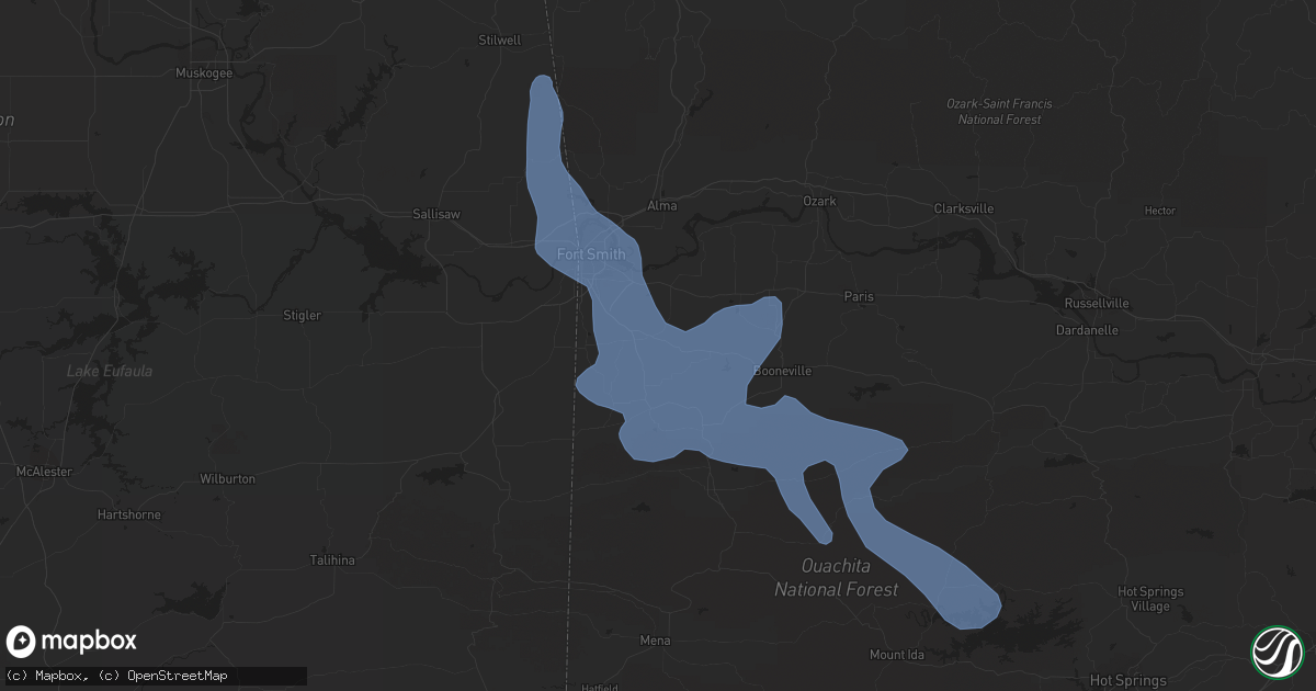 Hail map in Greenwood, AR on August 13, 2020