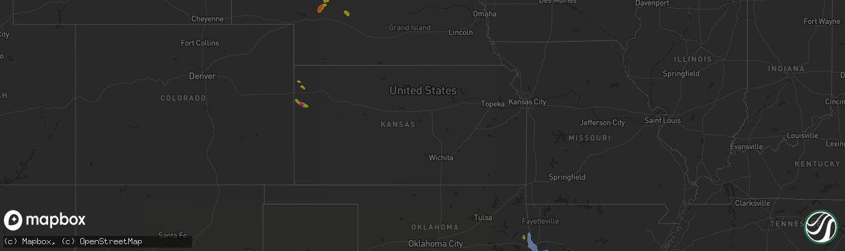 Hail map in Kansas on August 13, 2020