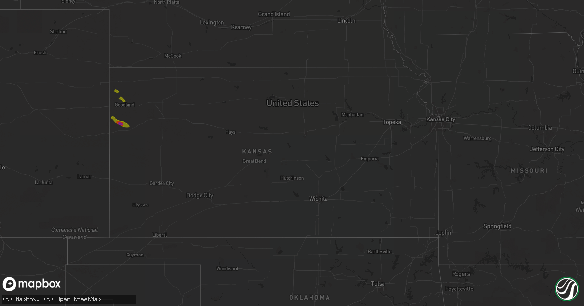 Hail map in Kansas on August 13, 2020