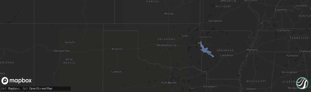 Hail map in Oklahoma on August 13, 2020