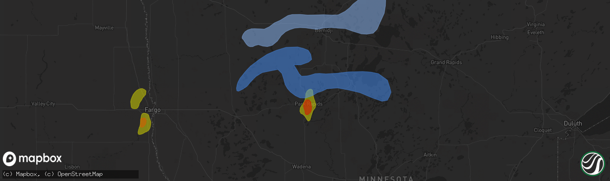 Hail map in Park Rapids, MN on August 13, 2020