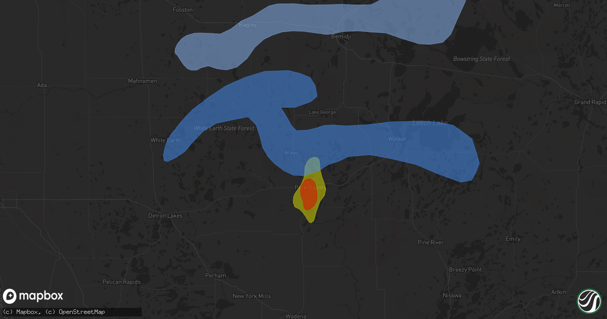 Hail map in Park Rapids, MN on August 13, 2020