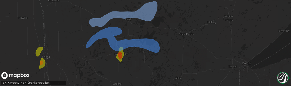 Hail map in Walker, MN on August 13, 2020