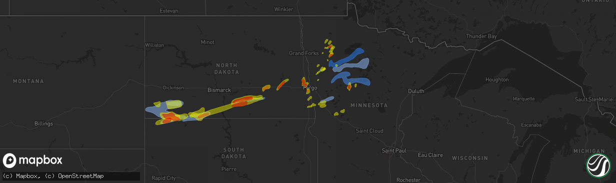 Hail map on August 13, 2020