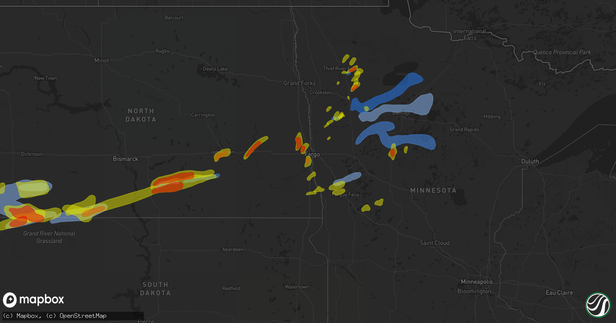 Hail map on August 13, 2020