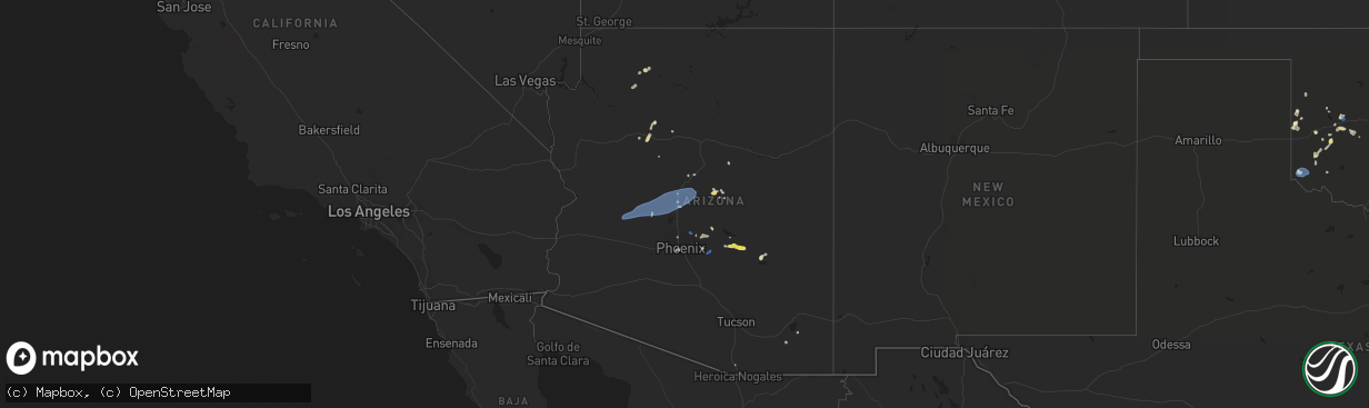 Hail map in Arizona on August 13, 2021