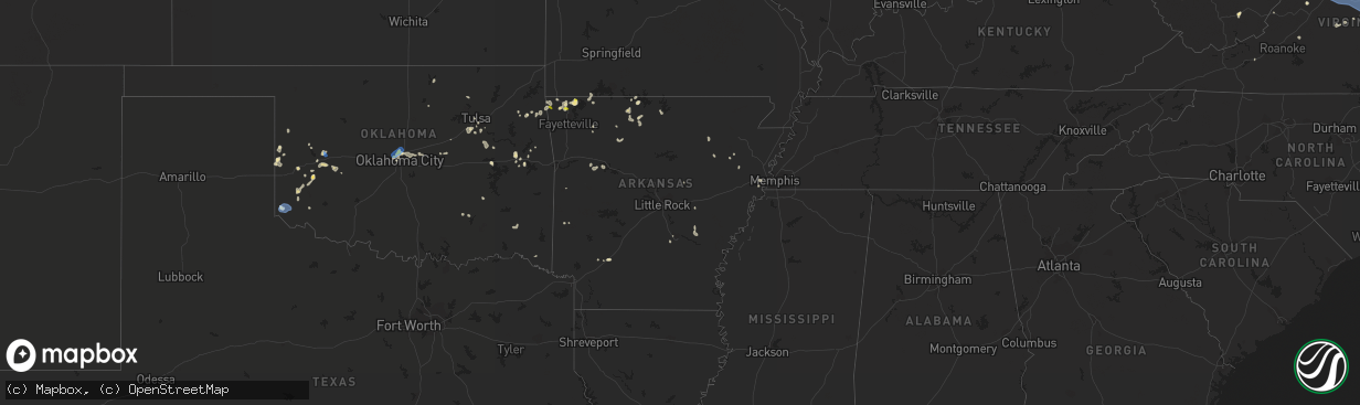 Hail map in Arkansas on August 13, 2021