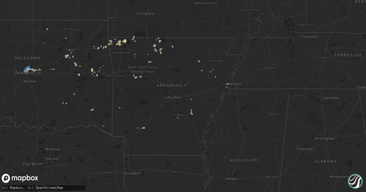 Hail map in Arkansas on August 13, 2021