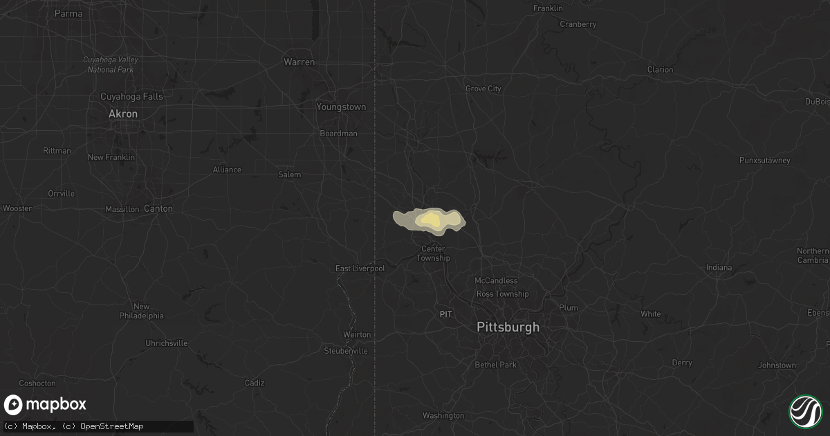 Hail map in Beaver Falls, PA on August 13, 2021