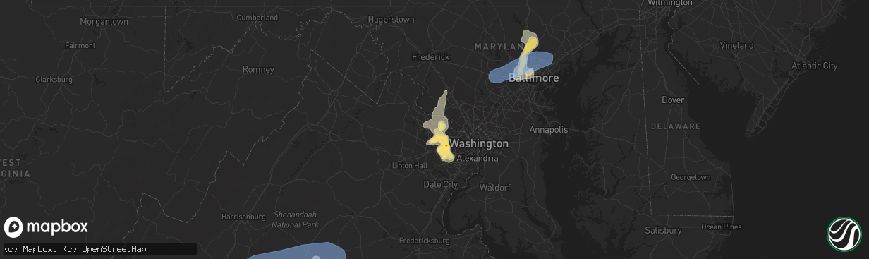 Hail map in Herndon, VA on August 13, 2021