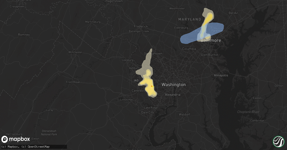 Hail map in Herndon, VA on August 13, 2021