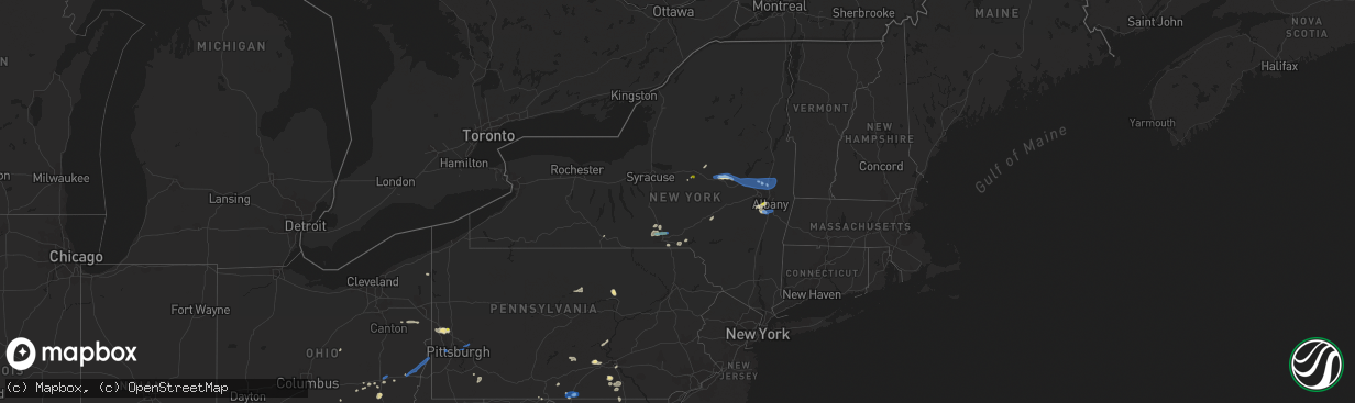 Hail map in New York on August 13, 2021