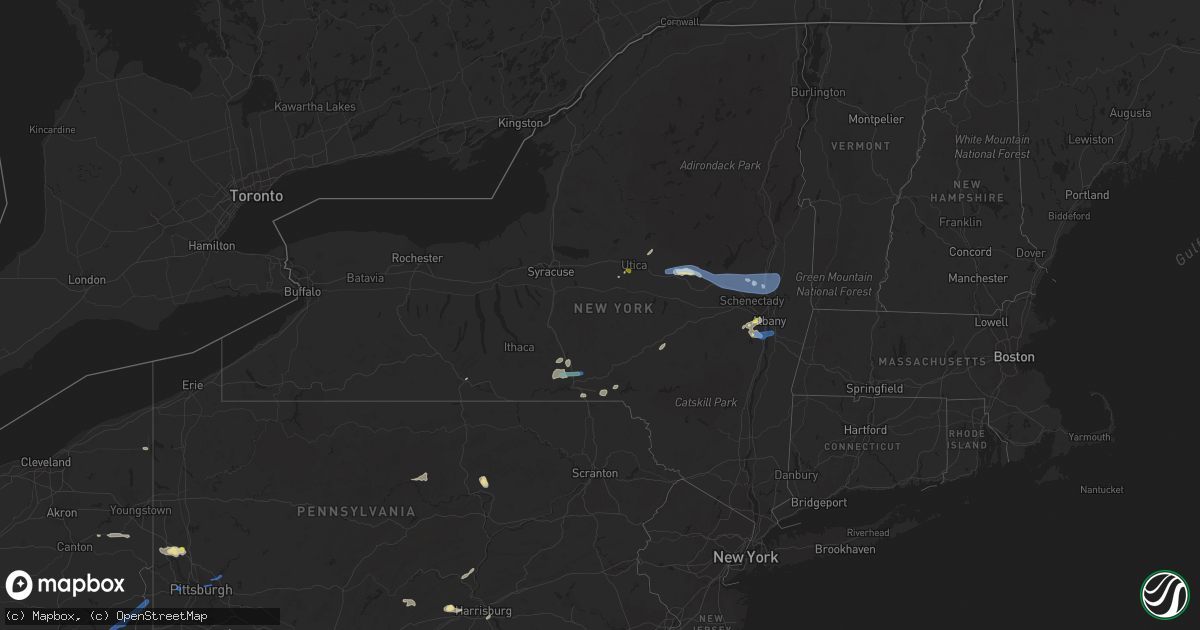 Hail map in New York on August 13, 2021