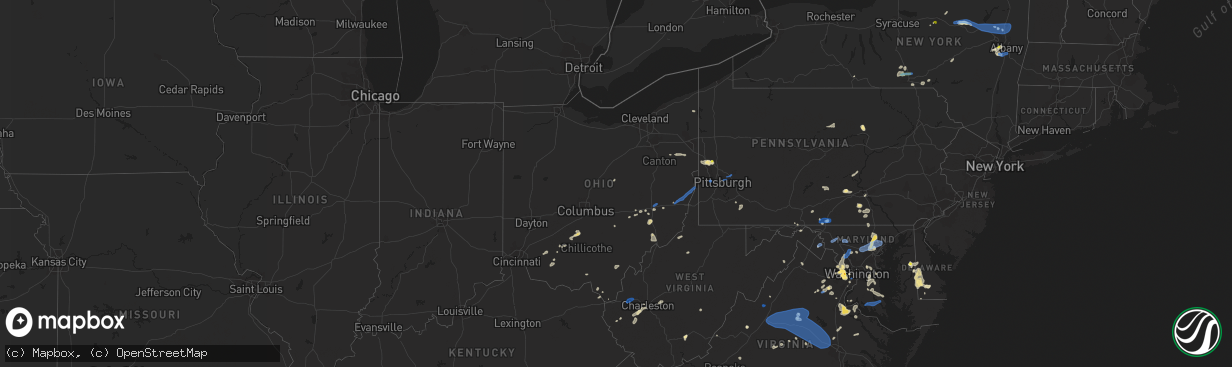 Hail map in Ohio on August 13, 2021
