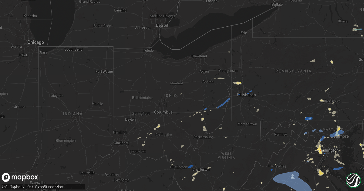 Hail map in Ohio on August 13, 2021