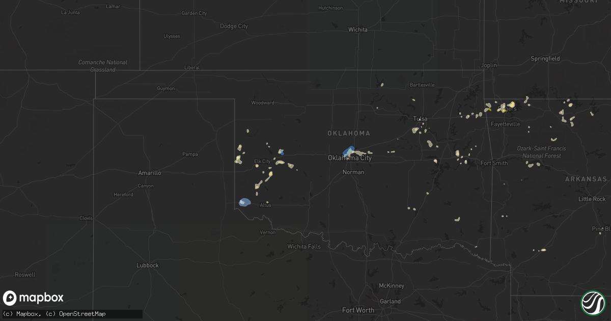 Hail map in Oklahoma on August 13, 2021