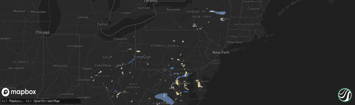 Hail map in Pennsylvania on August 13, 2021