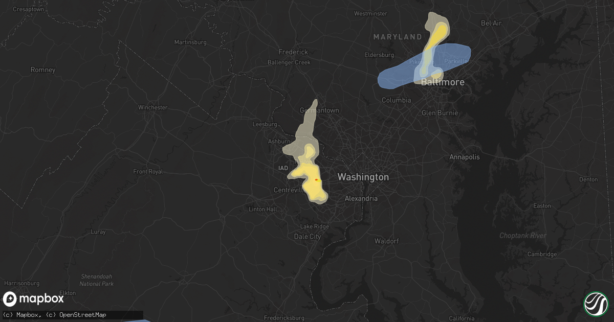 Hail map in Reston, VA on August 13, 2021