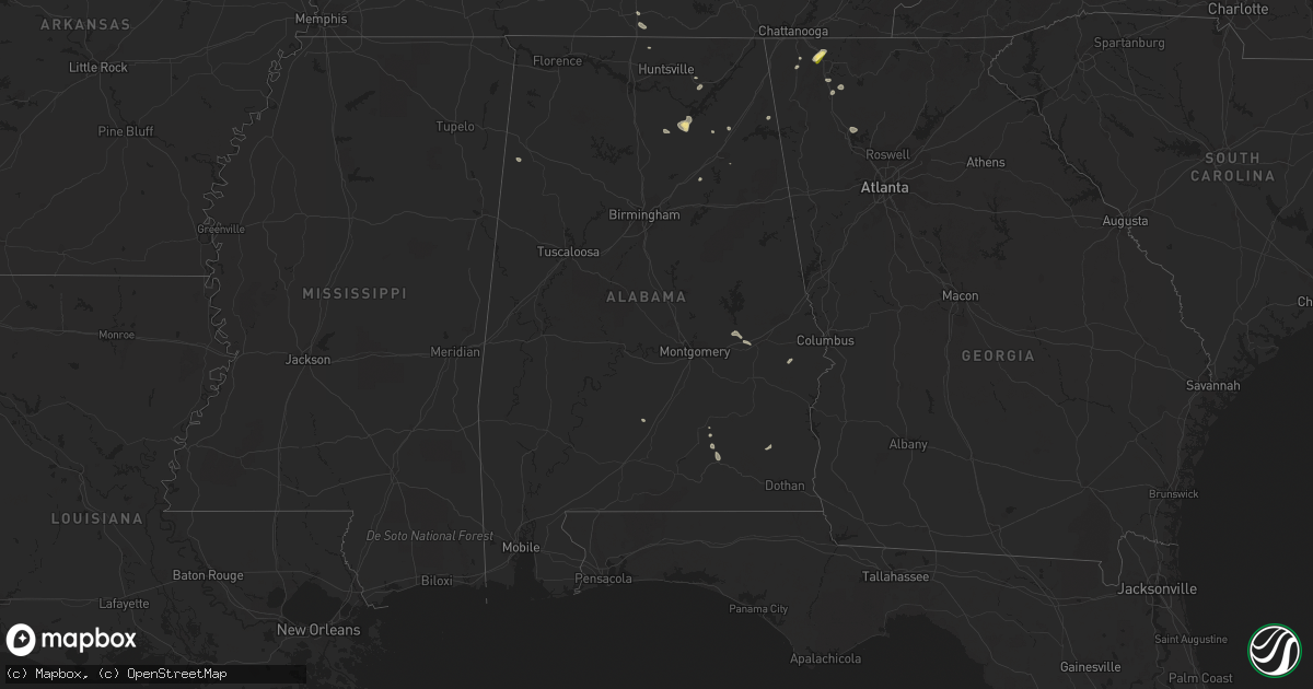 Hail map in Alabama on August 13, 2023