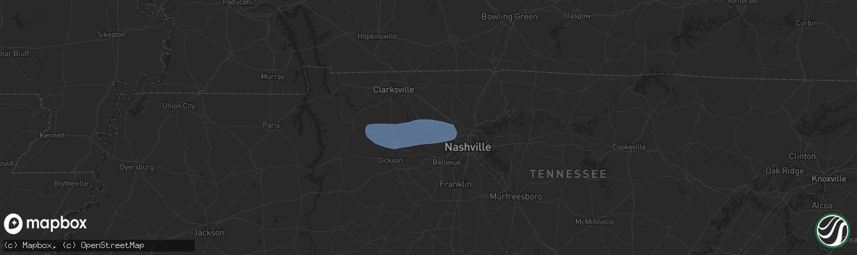 Hail map in Ashland City, TN on August 13, 2023